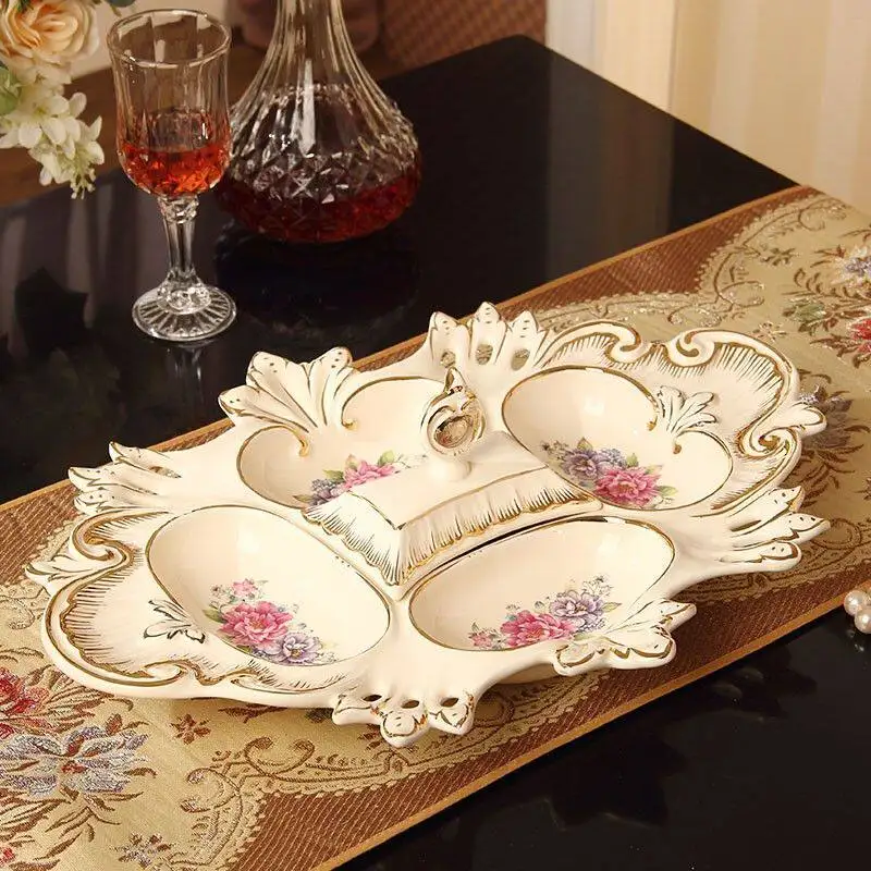 European clearance ceramic dried fruit plate, household living room tea table and snacks, New Year's candy plate