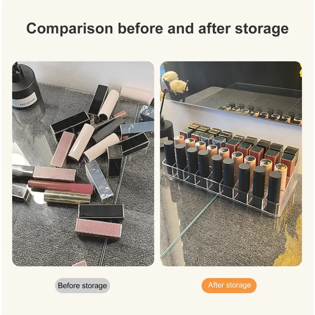 Lipstick Holder Useful Plastic Lipstick Storage Box 12/18/36 Grids Nail Polish Shelf Makeup Lip Gloss Organizer Daily Use