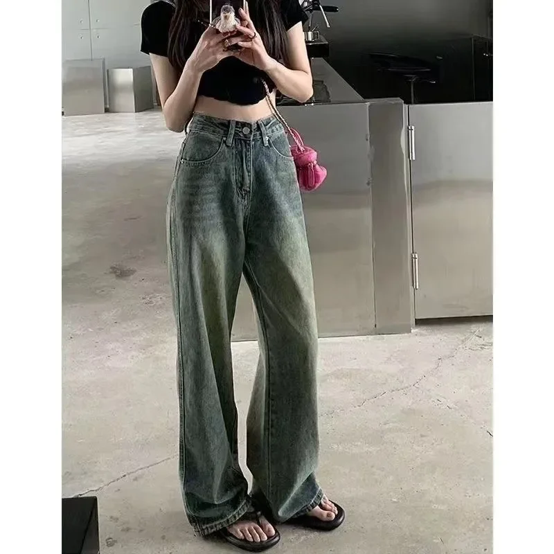 

Y2k Винтажная уличная одежда Мешковатые джинсы-бойфренды для женщин Свободные широкие брюки Корейская мода Винтажные джинсовые джинсы Mom Y2k Женские джинсы