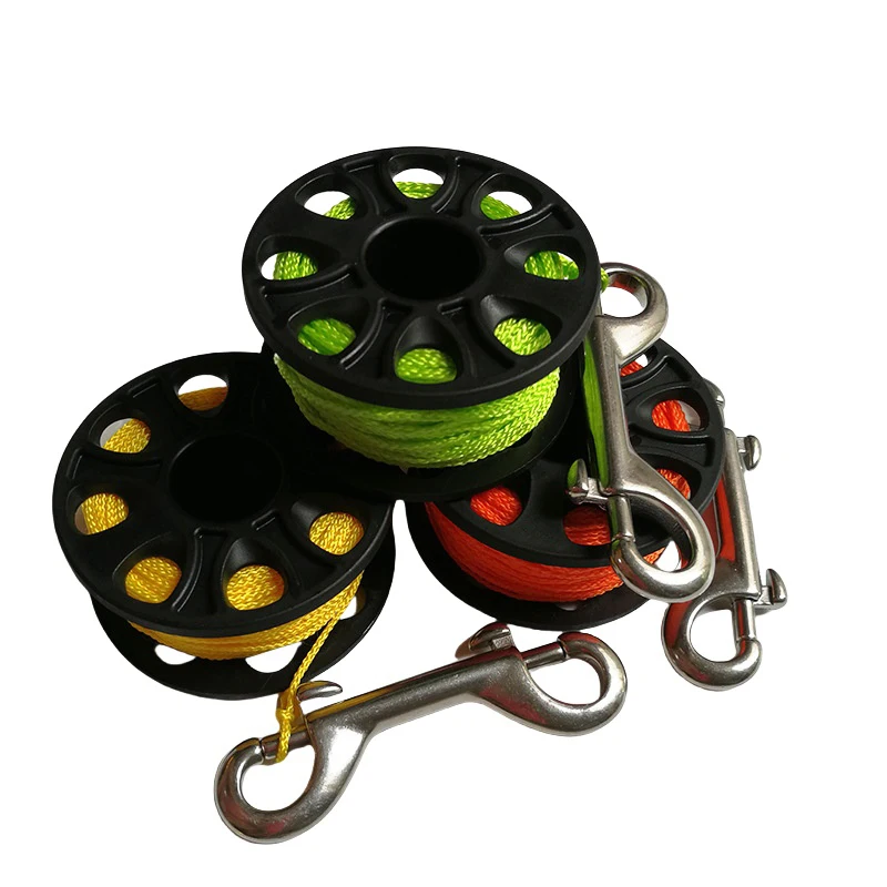 

30M Scuba Diving Spool Finger Reel With Stainless Steel Double Ended Hook Cave Wreck Dive Safety Gear Wreck Diving Finger Reel