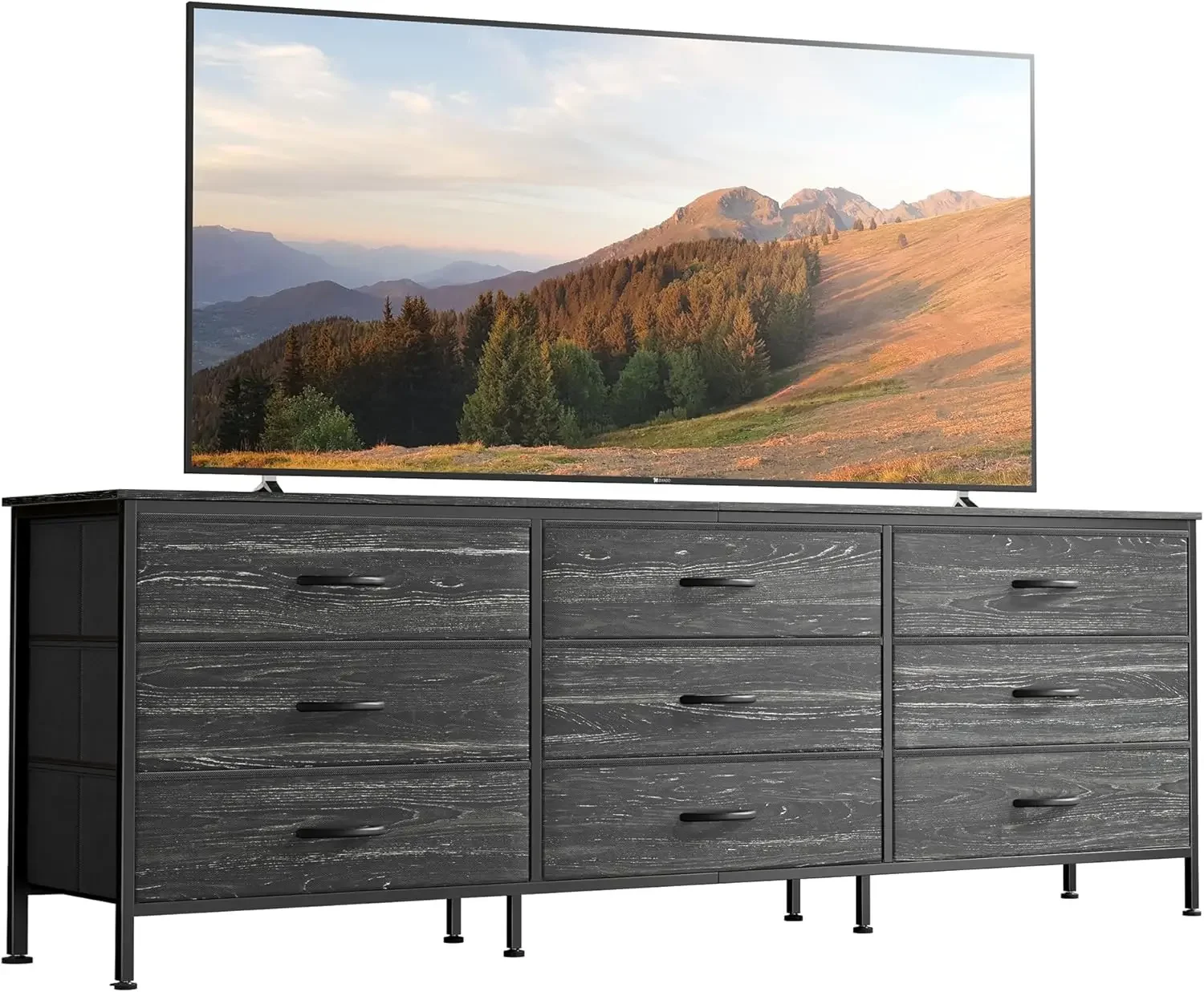 63 Inch Dresser TV Stand for 55, 65, 70 Inch TV, Entertainment Center with Drawers, Large Long Fabric Dresser