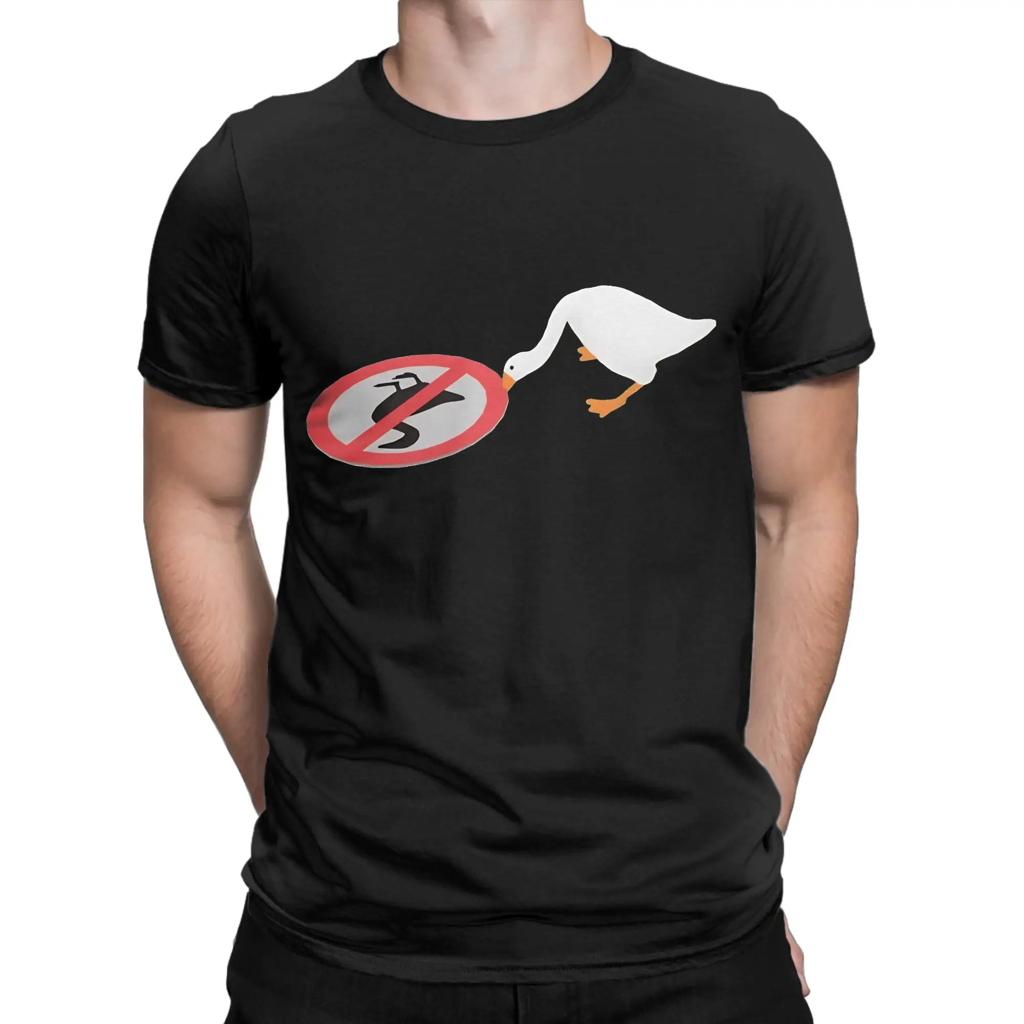 Untitled goose game art Graphic Funny 100% Cotton T-Shirt Untitled Goose Game Tops Tees For Men