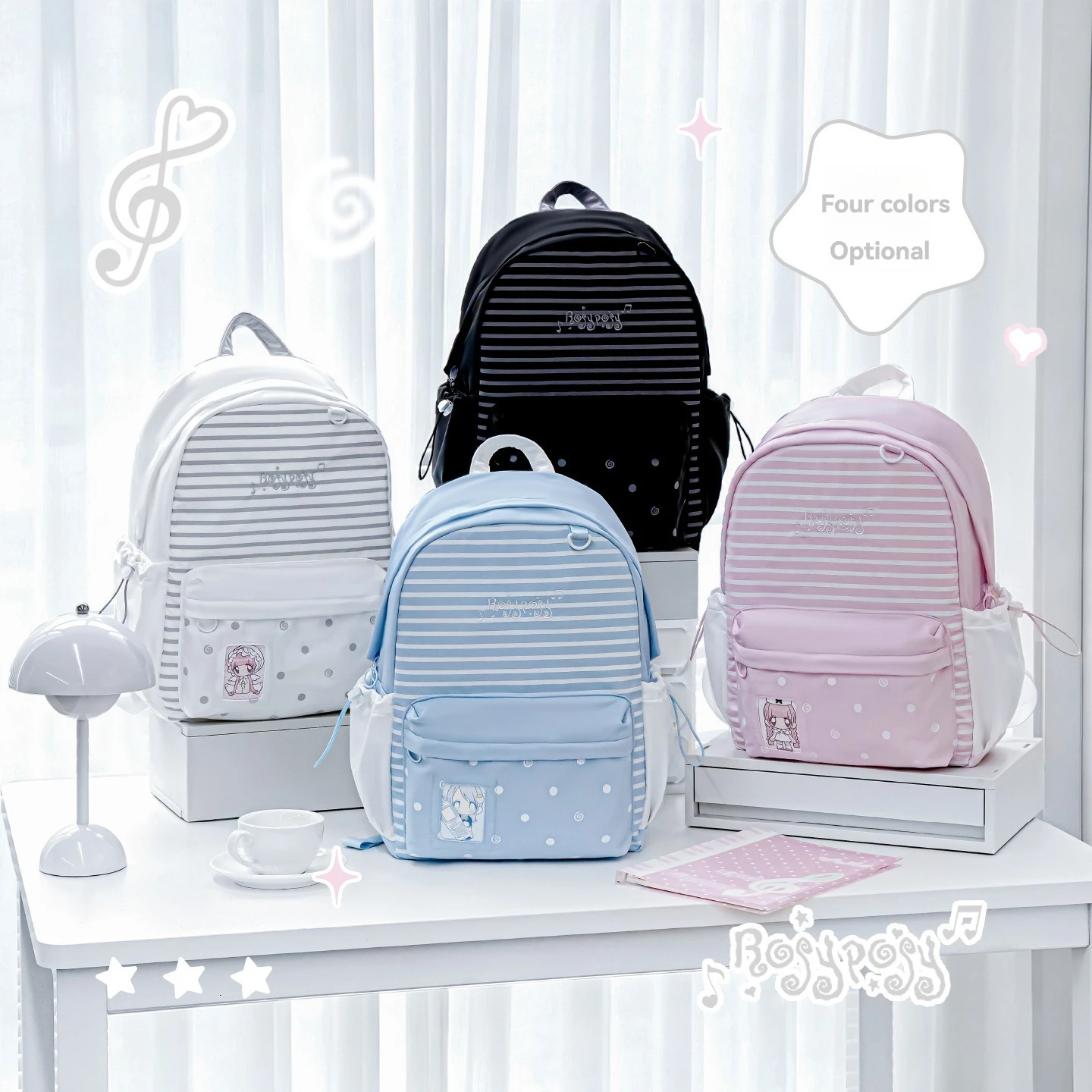 1PC Backpack Ins Wave Point Backpack Junior High School Student Backpack Daily Commuter Bag