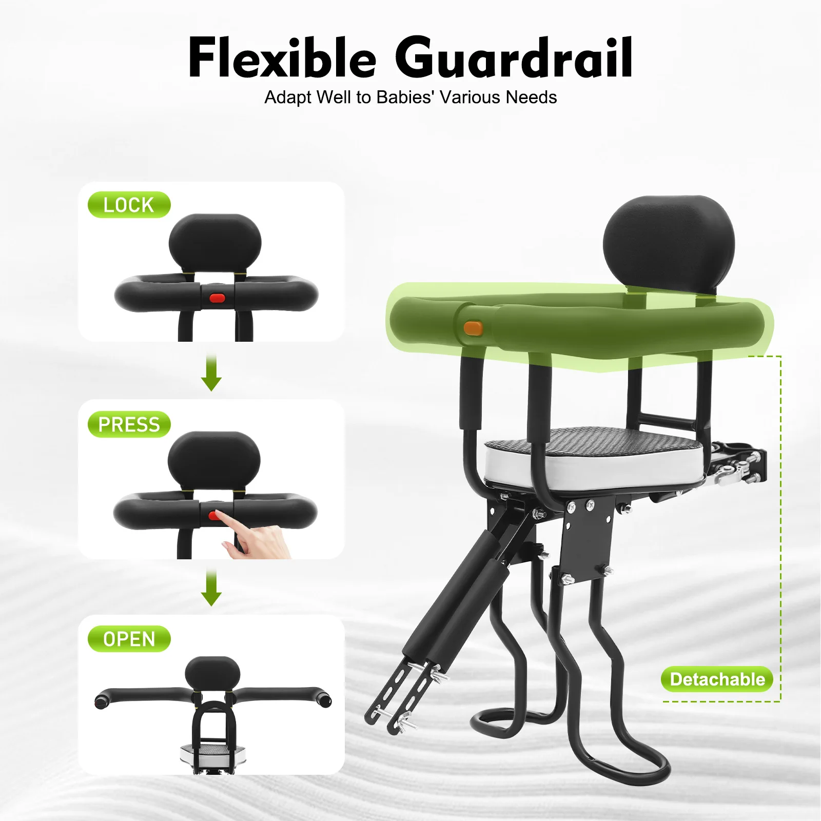 

Adjustable Steel Bicycle Mounted Child Carrier Bike Seat For Children 1~5 Years Old Kids Front Bike Seat for Adult Bike