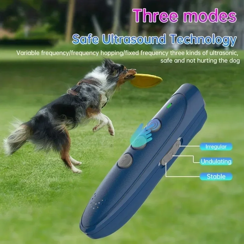 Ultrasonic Anti-Barking Tool, LED Anti-Barking Trainer, Rechargeable, Handheld, Pet, Cat