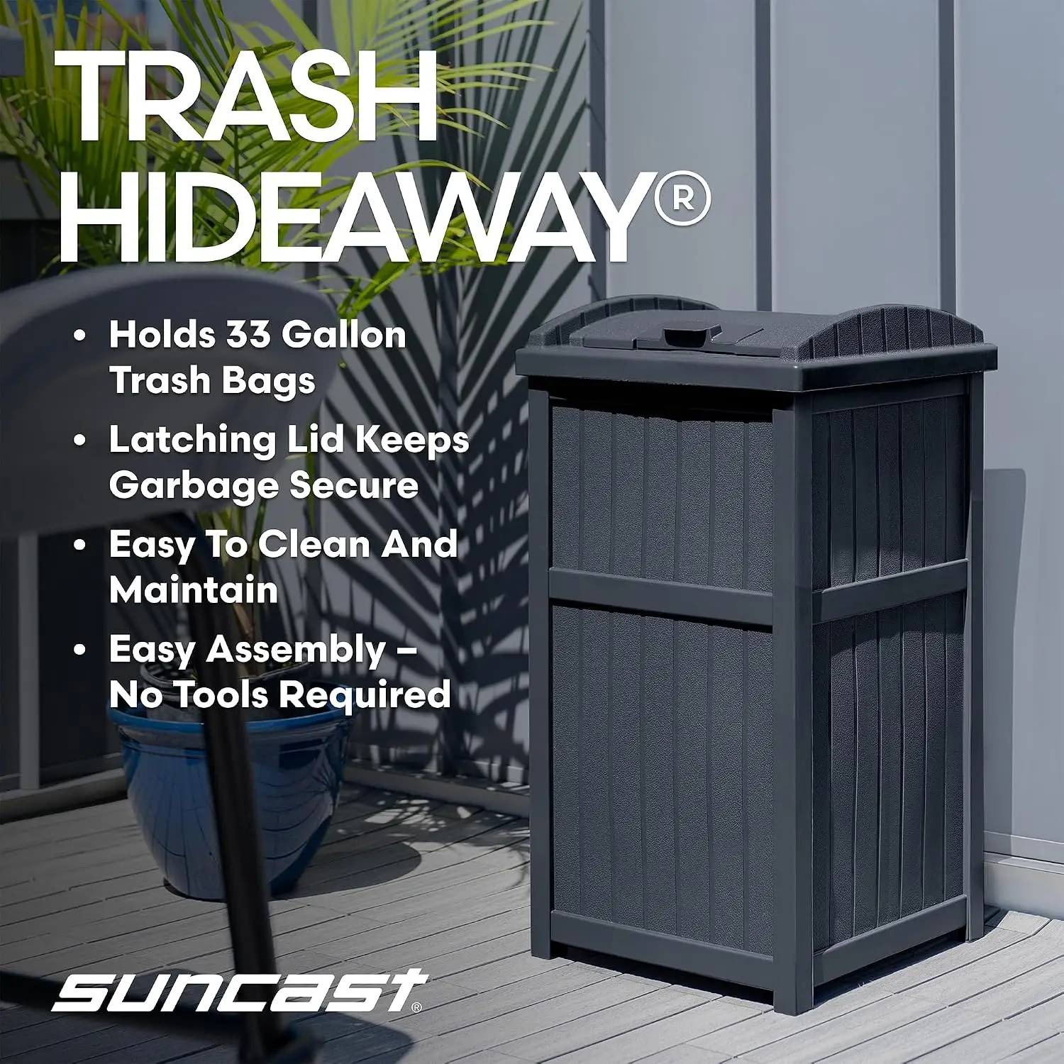 33 Gal Outdoor Trash Can Hideaway with Lid, Cyberspace, Customized