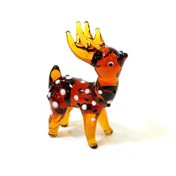 Custom Cute Christmas Deer Glass Figurine Xmas Home Decor Craft Ornament Display Table Reindeer Elk Animal Miniatures Kids Gifts