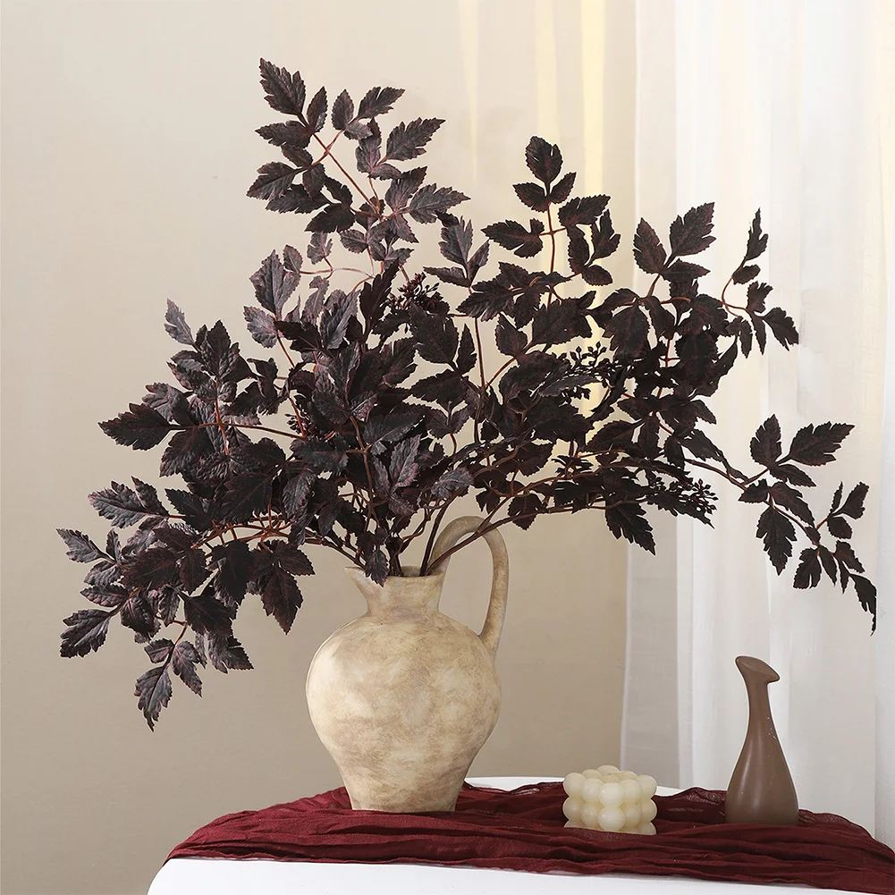 秋の装飾-シミシフガの茎-人工葉-梅紫の花-センターピース-ホームインテリアのアクセント