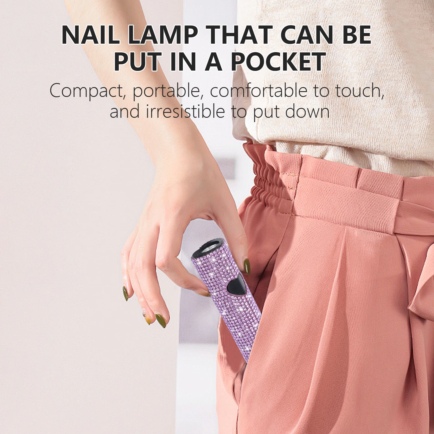 مجفف أظافر محمول باليد مع مثقاب، ومجفف أظافر جل محمول مع كابل USB، ومصباح أظافر خاص قابل لإعادة الشحن وأظافر احترافية