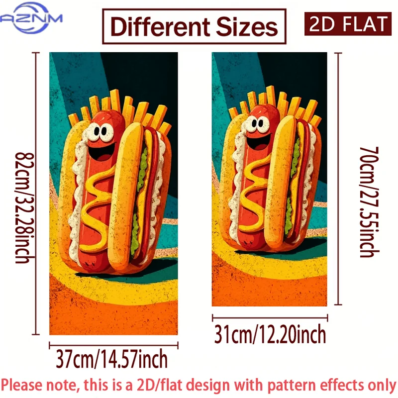 2D/Flat-Humorous Hot Dog And Fries Wall Decal Trash Bin Sticker Self-Adhesive PVC Decorative Sticker Waterproof Scratch-Resist