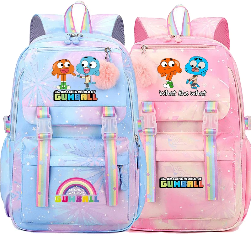 ガムボールの驚くべき世界プリント高品質スクールバッグ小学生スクールバッグファッションガールズバックパック子供ランドセル