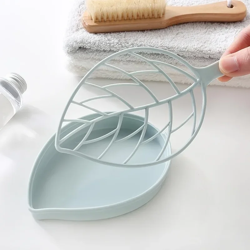 Leaf-Shaped Soap Dish 2 Layers Drain Soap Box Bathroom Dish Plate Case Home Shower Soap Holder Bathroom Accessories