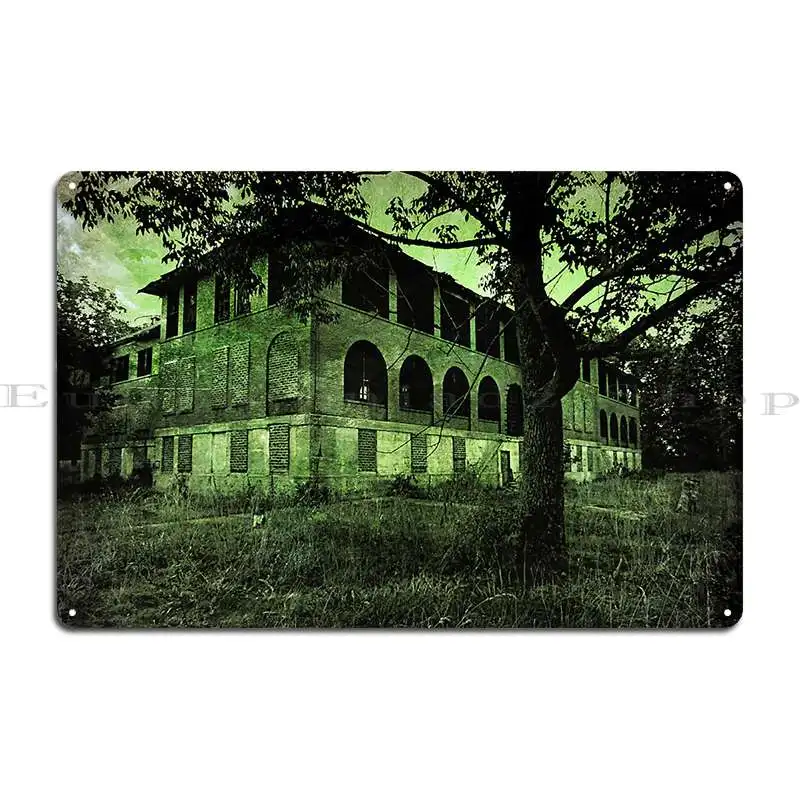 Insane Asylum Abandoned Creepy Spooky Scary Halloween Photography Metal Plaque Poster Print Living Room Create Tin Sign Poster