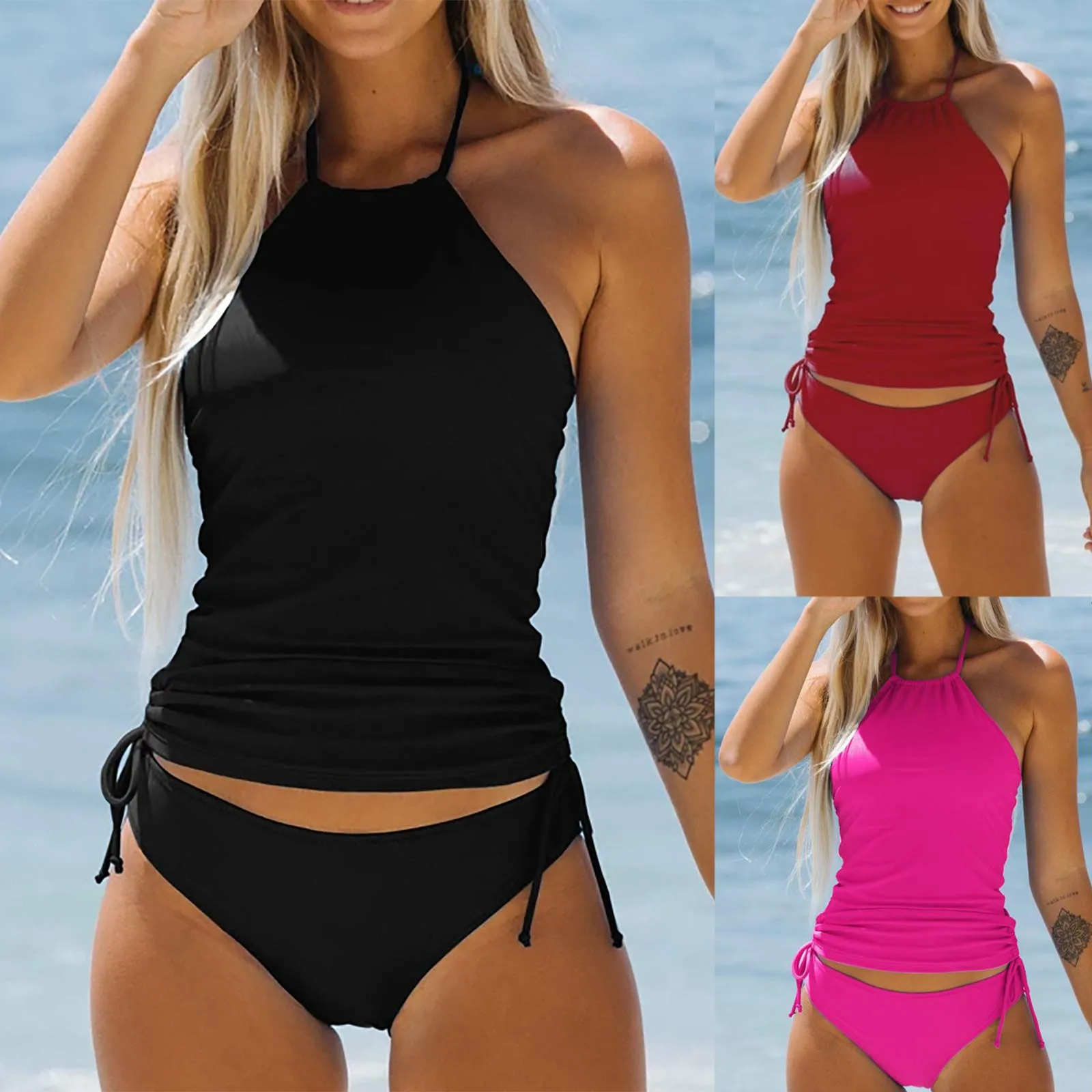 Full Coverage Bikini Top Women Lace Up Swimwear Tops Underwire Push Up Swim Crop Top Tie Back Bathing Suit Period Swimwear