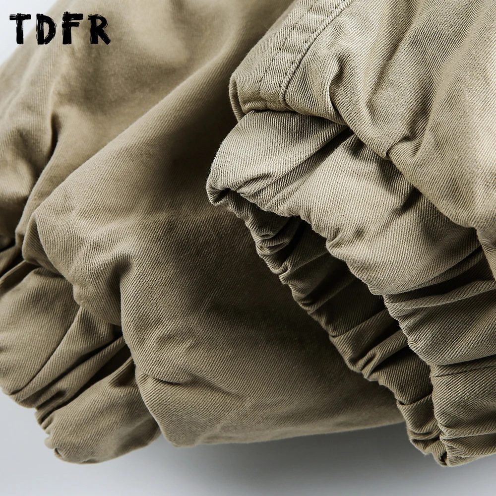 جيب تقسم البضائع مبطن سترة رجالي ريترو الشتاء للإزالة الفراء طوق فضفاض كم طويل التلبيب ملابس خارجية سميكة رجل