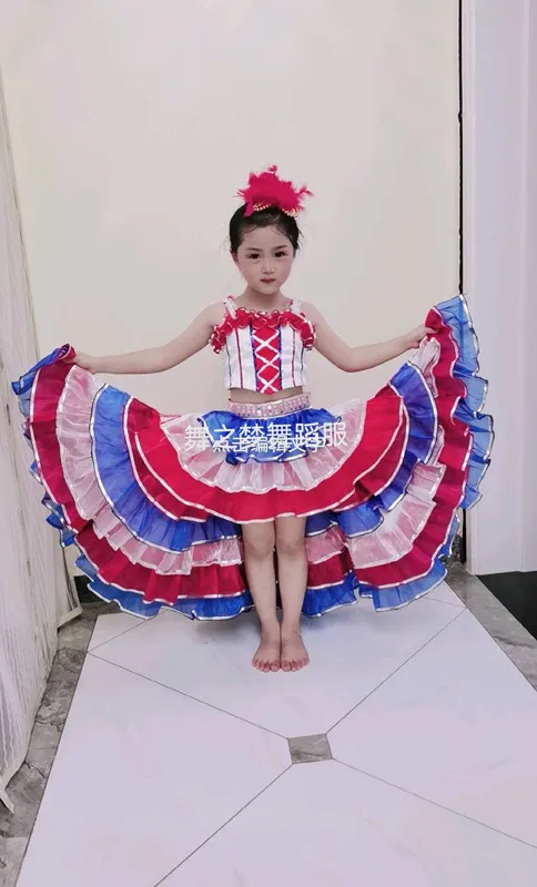 New Children's Kangkang Dance Performance Dress With 360 Degree Grand Swing Skirt