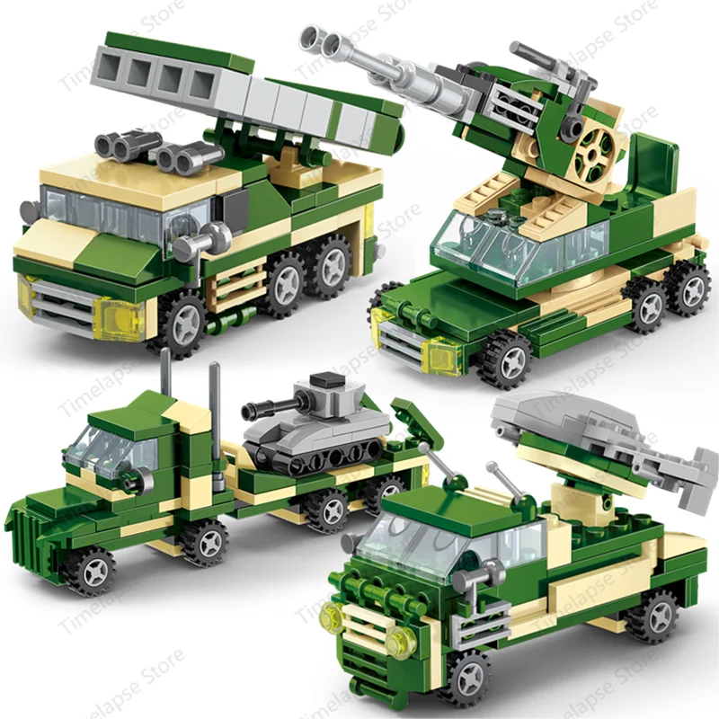 MOC Tank Anti Aircraft Guns Anti-Aircraft Missile Fighter Jets War Military City Vehicle Car Building Blocks Model Bricks Sets