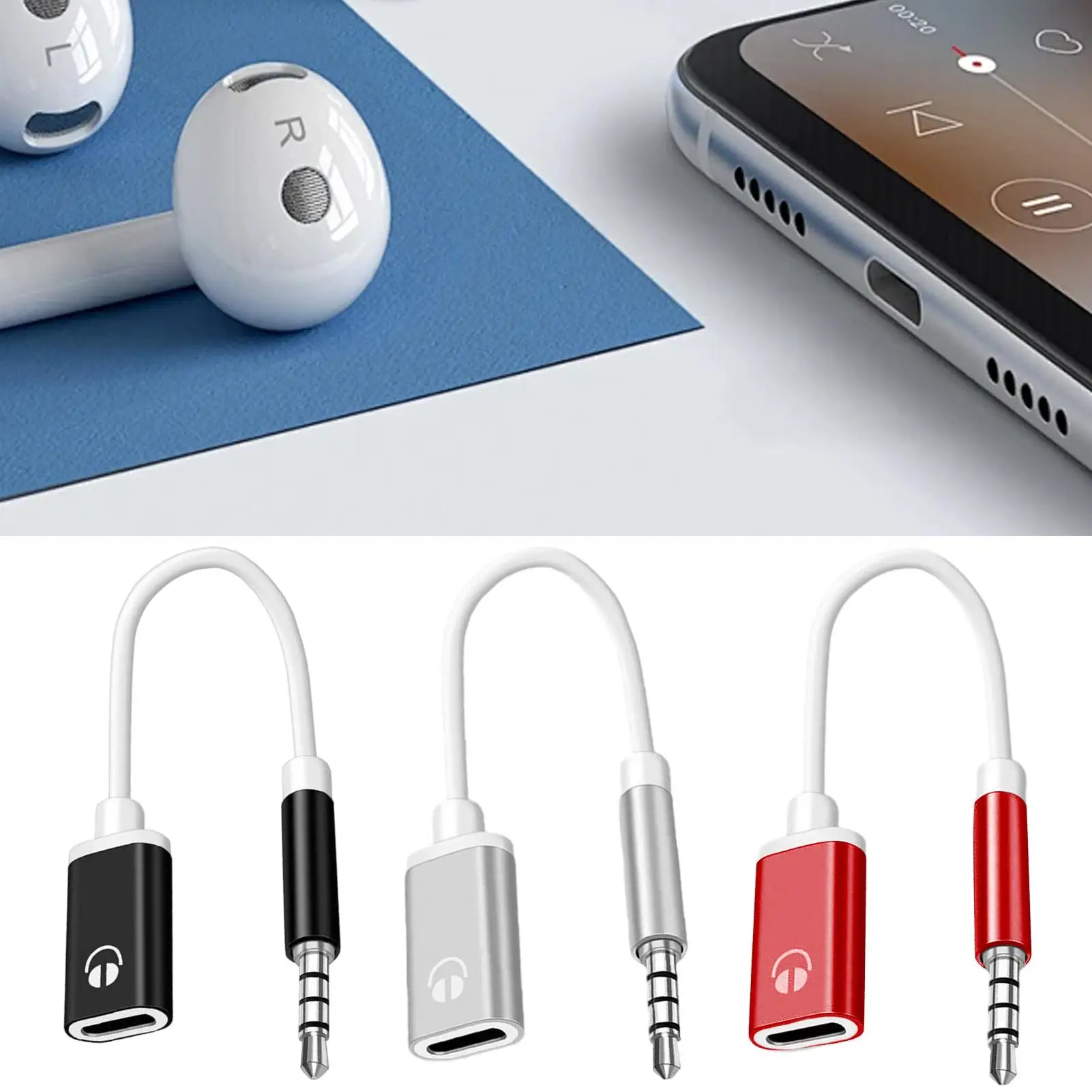 3.5mm Female Headphone Jack Adapter Round Head Adapter Cable Headphone Stereo Cord Earphone Audio Adapter Cable For Enhanced