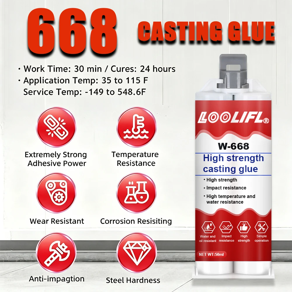 W‑668 High Strength Casting Glue Cold Welding Glue Heat‑Resistant Waterproof Metal Repair Adhesive for Pipe Iron Cast Stainless