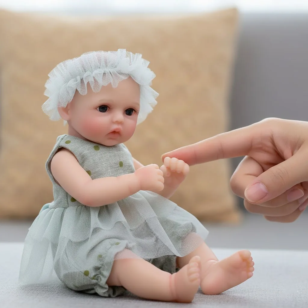 

Cloveray 8-inch Full Body Soft Silicone Realistic Reborn Baby Doll Cute Solid Silicone Doll Handmade High-quality Toy Kid Gift