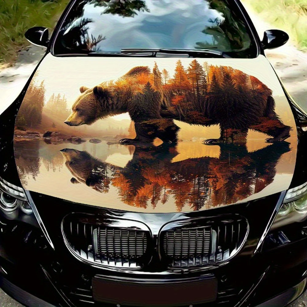 

Brown Bear By The Lake Car Hood Sticker - Durable Polyvinyl Chloride (PVC), Custom Car Hood Wrap, Sedan/SUV Hood Decals, Easy To