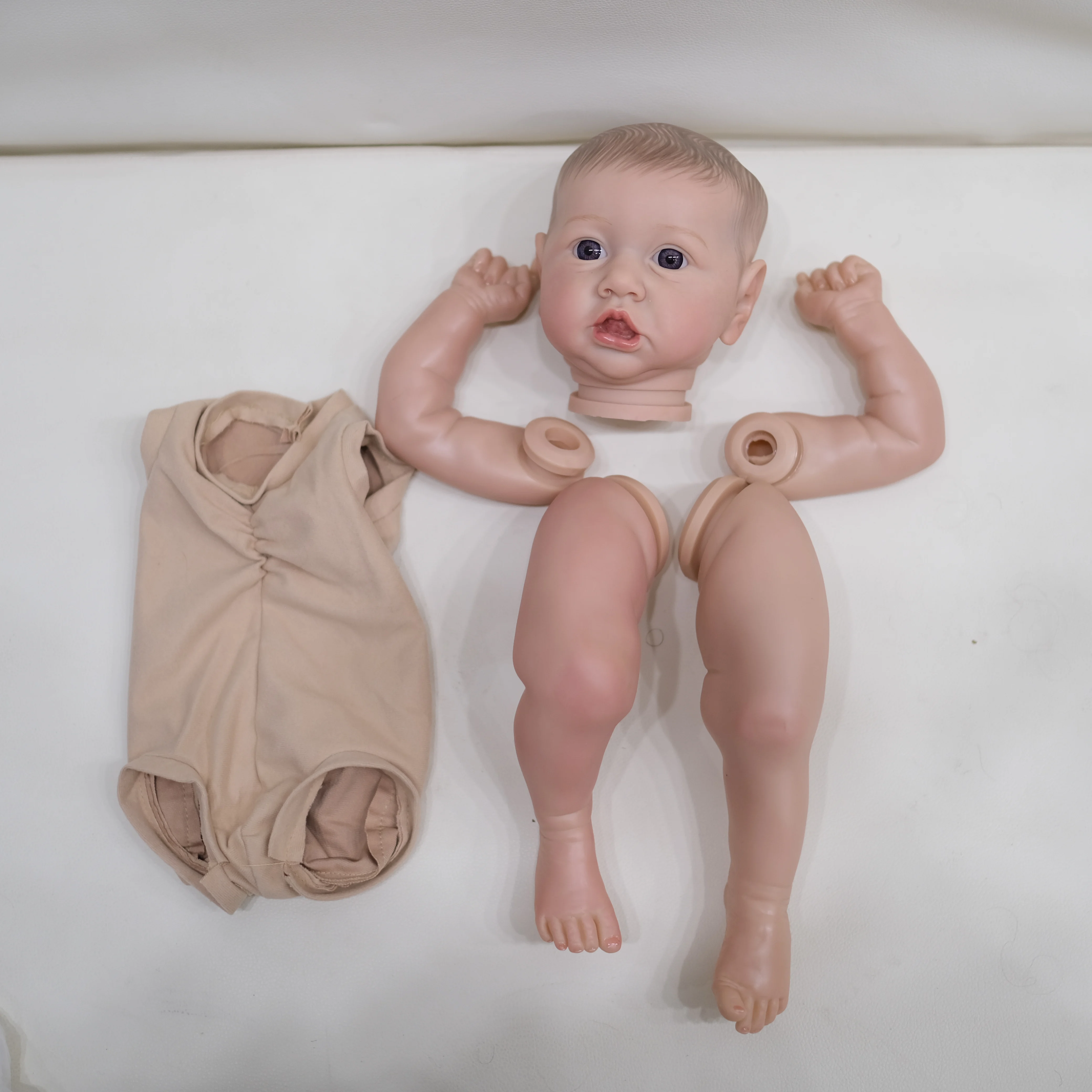 NPK 22inch Lifelike Reborn Doll Kit Saskia - Newborn Painted Unfinished Doll Parts with Hand Drawn Hair for Collectors