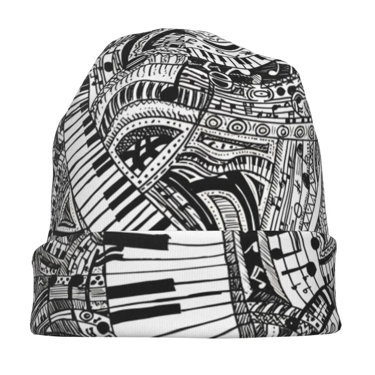 Classical Music Doodle Nocturne By Chopin Piano Keyboard Bonnet Hat Cool Skullies Beanies Hat Unisex Spring Multifunction Cap