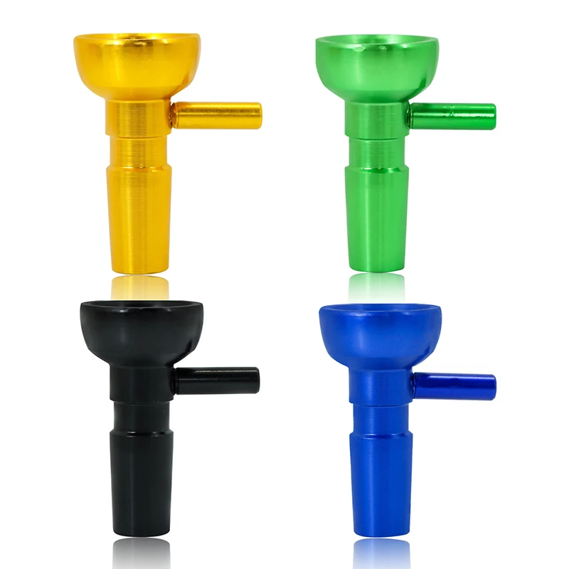 1pc 14mm Laboratory Aluminium Alloy Borosilicate Handle Funnel Bowl Chemistry Type Gadgets Hookah Accessories