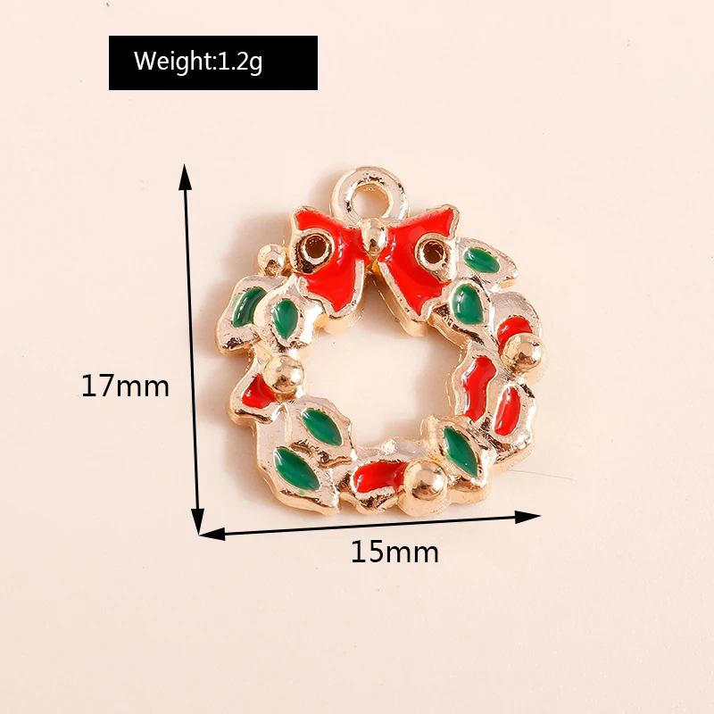 10 Stück Mix Emaille Weihnachtsanhänger für Schmuckherstellung Weihnachtsmann Baum Hirsch Hut Charms Anhänger für DIY Halsketten Ohrringe Geschenke – Detail 24