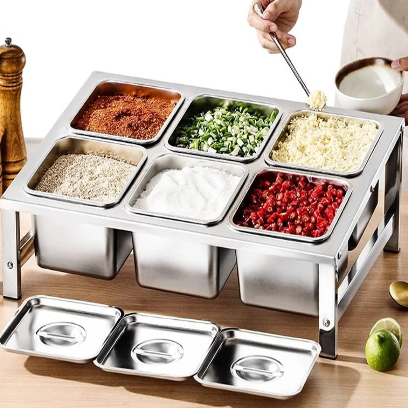 

Spice Shelf with Multiple Compartments, Stackable Seasoning Organizer, Commercial Kitchen Spice Rack, Countertop Storage Box