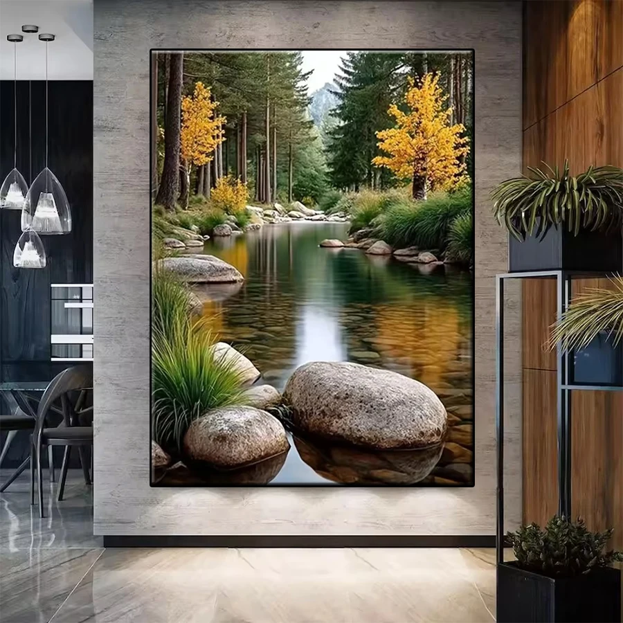 5D DIY Diamond Embroidery Picture Forest Stream Scenery Diamond Painting Kit New Cross Stitch Mosaic Wall Art