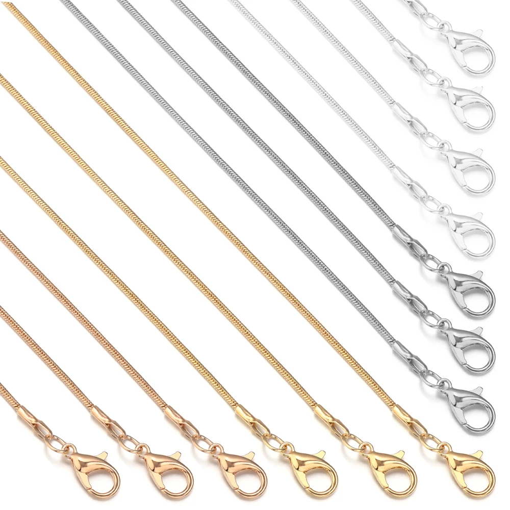 6 Stück Kupfer Schlangenkette 40/45/50/60 cm runde Kette mit Karabinerverschlüssen für Schmuckherstellung DIY Charms Halskette Anhänger Zubehör