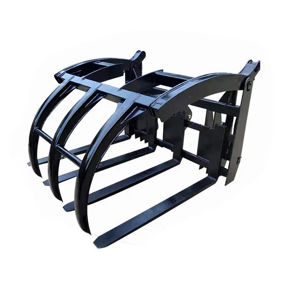 

Wheel Loader Skid Steer Loader Attachments Wood Grass Grapple Farm Grab Timber Crane Hay Spear Paddle Fork with Top Clamp