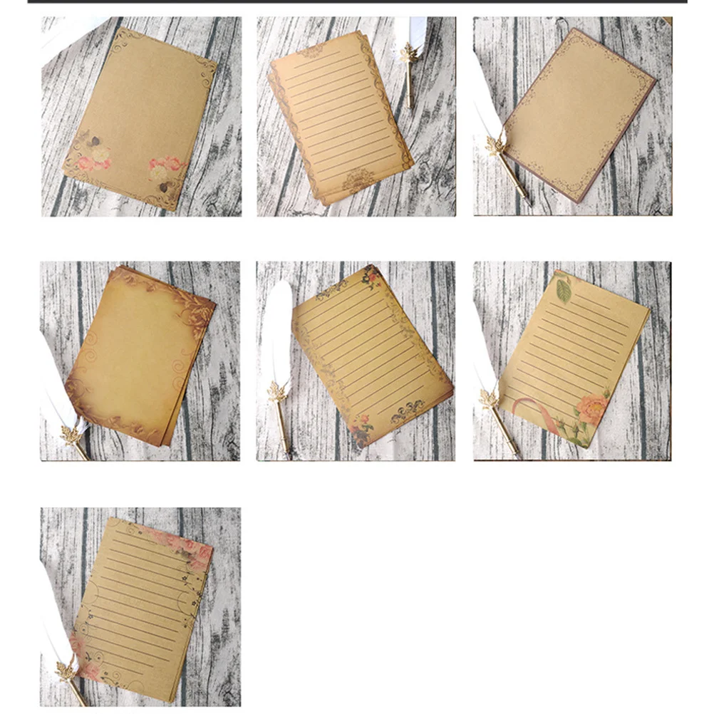 

56Pcs Vintage Kraft Letter Paper Set 7 Colors Retro Writing Stationery Paper for Notes Letters Handcrafts Letter Sets