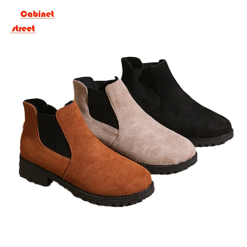 

Women Boots Chunky Heel Platform British Style Thick Sole Increase Height Casual Chelsea Boots For Autumn And Winter Casual Wear