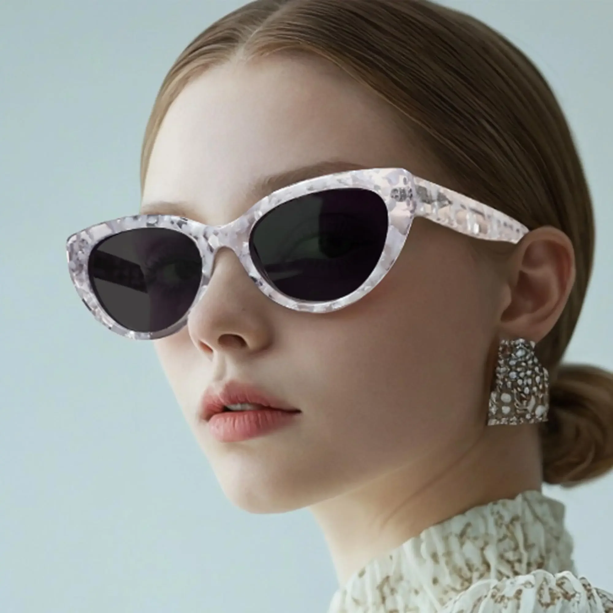 BLUEMOKY Schicke Acetat-Sonnenbrille für Damen, polarisiert, UV400-Schutz, Vintage-Katzenauge für den Alltag, modisch, elegant