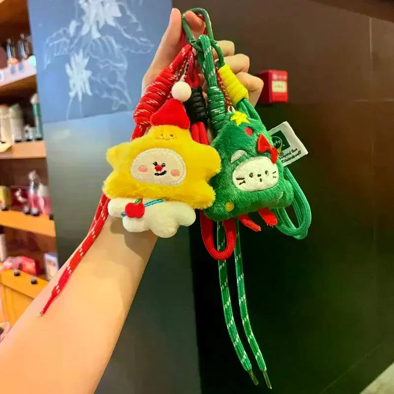 Ciondolo in peluche natalizio Versatile zaino in cartone animato Portachiavi Ciondolo decorativo per albero di Natale Ornamento carino