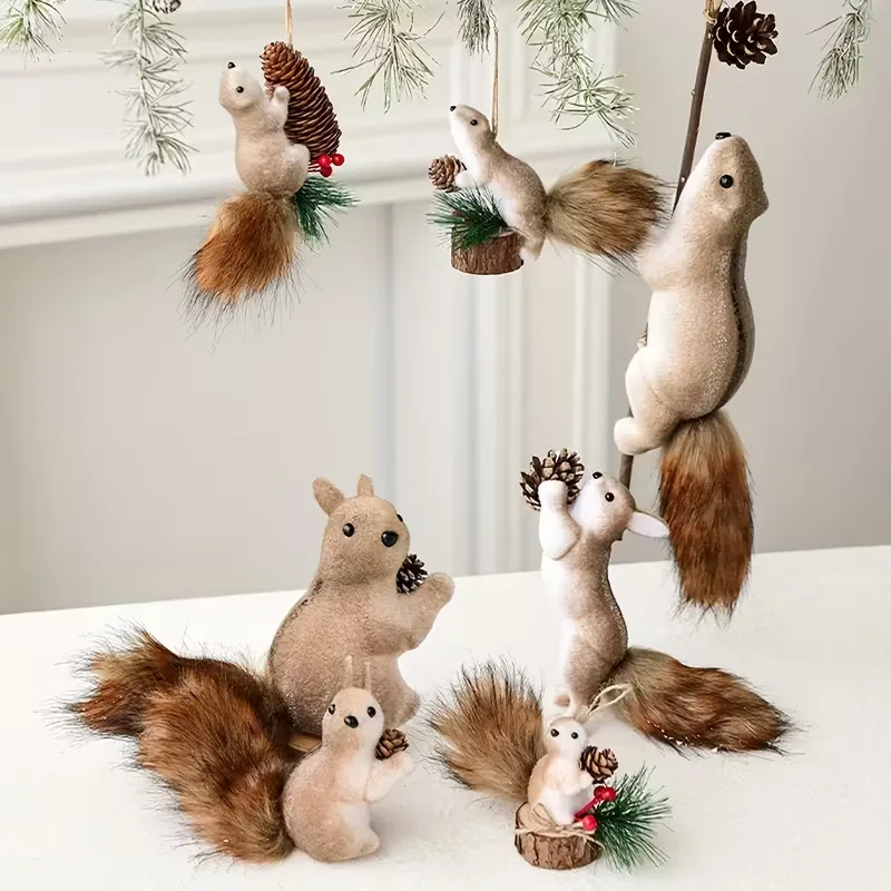 

Christmas Tree Creative Imitation Foam Squirrel Decoration Pendant Family Holiday Party Decoration Supplies
