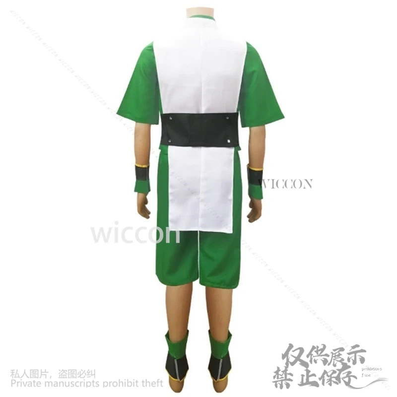 Anime Avatar The Last Airbender Cosplay Toph Beifong Costume Gilet verde Pantaloni Parrucca per Halloween Natale Ragazze Donna Personalizzato