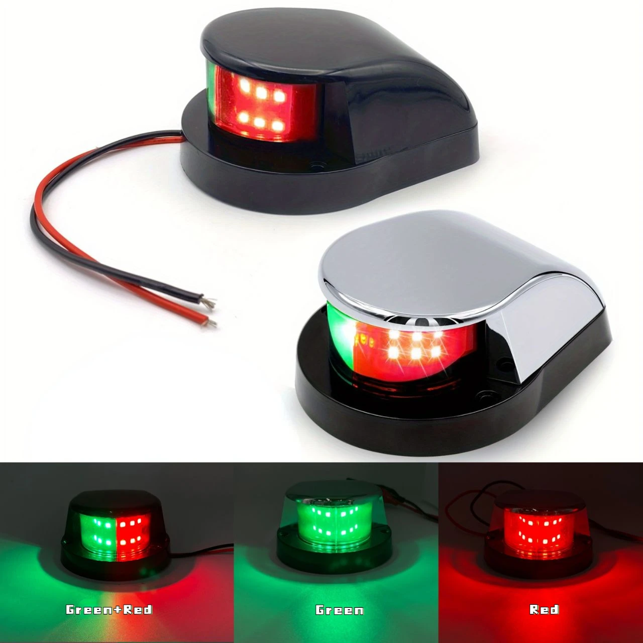 2PCS 12V LED Marine Boat Yacht Navigation Lights Lamp Port Starboard Side Marker Strobe Signal for Pontoon Skeeter and Skiff