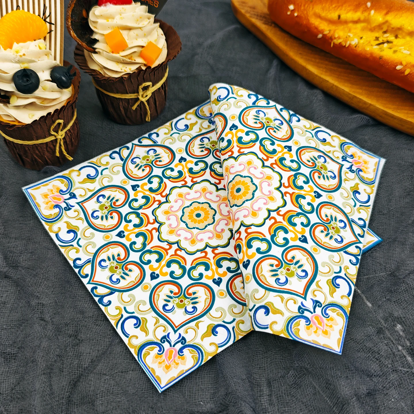 20/50pcs 33*33cm 2ply Bohemian Pattern Napkins Suitable for Ramadan,Dining,Baking,Festive Parties,Perfect for Winter,New Year