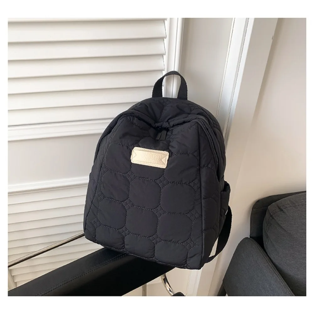 Mochila de lona leve, cor sólida, superfície macia, mochila escolar casual