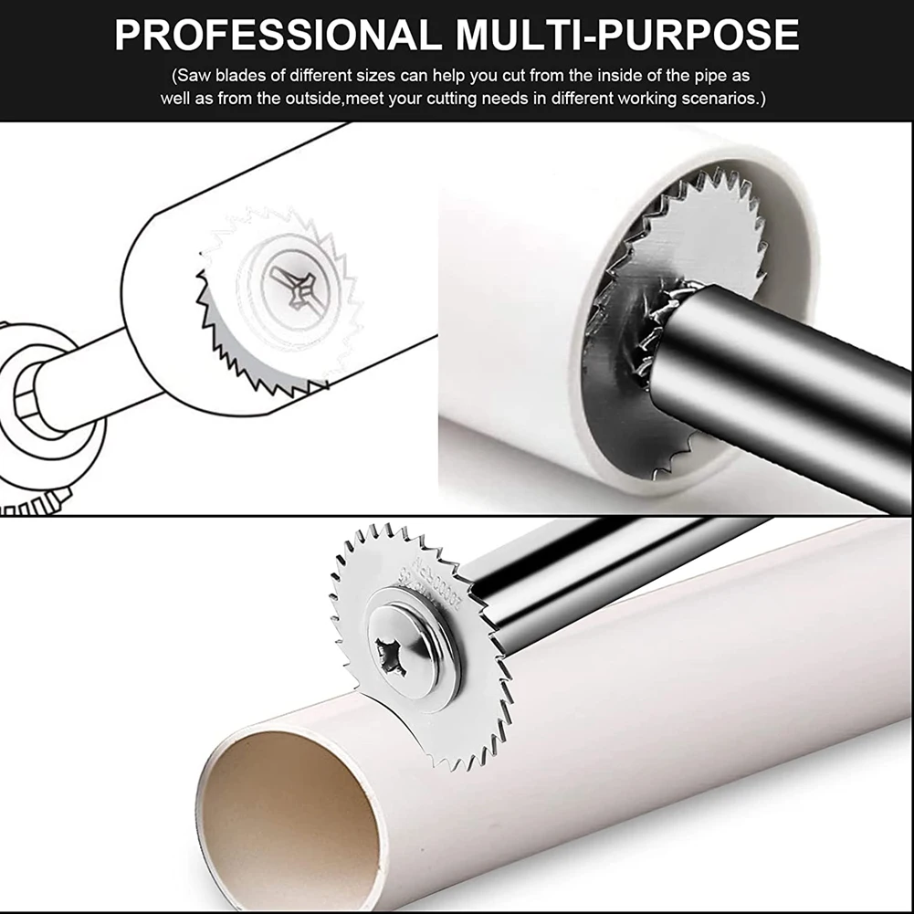 ABJO-Steel Pipe Cutter With 1/4Inch Hex Shank, Plumbing Inside Cutter Internal Pipe Cutter 5Pcs Saw Blades