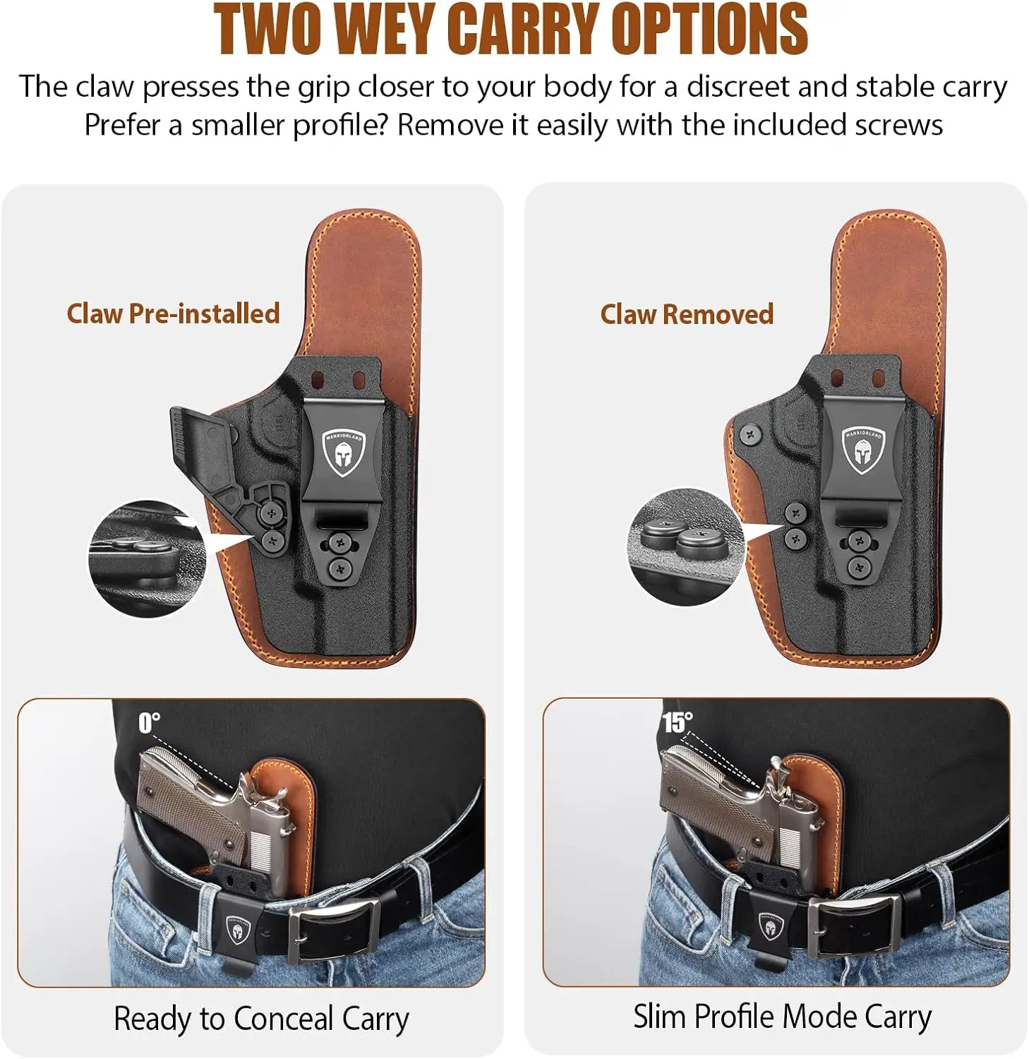 فقط لـ 1911، 5 بوصة، حافظة IWB Hydrid: كولت/كيمبر/تيسا/S&W/روجر/سيج/RIA إلخ، الاحتفاظ |   الراحة القصوى |   اليد اليمنى