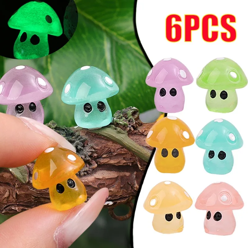 Luminous Mushroom Elf Car Ornaments Car Dashboard Decoration Resin Pendant Miniatures Mushrooms Fairy Garden DIY Accessories