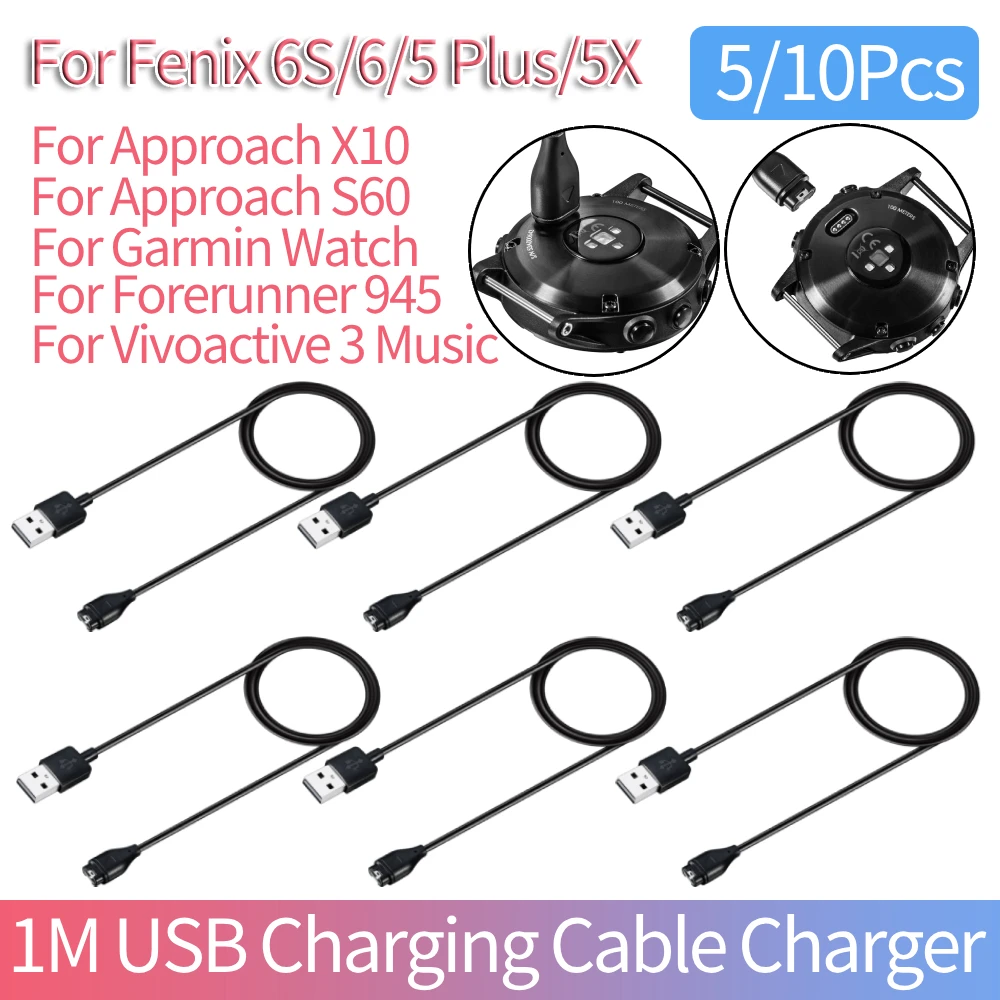 

5/10Pcs 3.3FT USB Charging Cable for Fenix 6S 6 5 Plus 5X Vivoactive 3 Watch Charger Cord For Approach X40 Watch Accessories