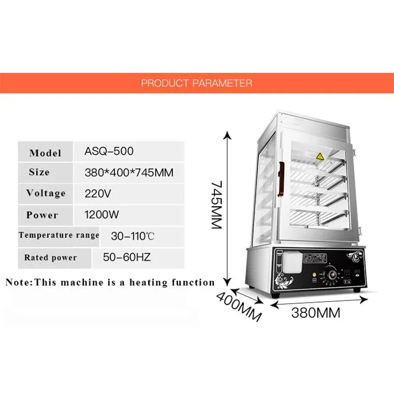 LXT Commercial Bun Steame Machine 5-Layer Restaurant Electric Food Warmer Steamer Cabinet
