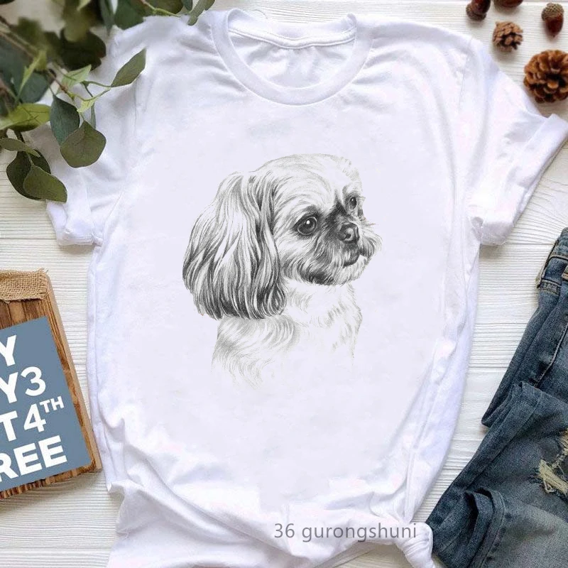 

Aesthetic Clothes Cavalier King Charles Spaniel Print T-Shirt Women Sketch Dog Lover Tshirt Femme Harajuku Kawaii T Shirt Tops