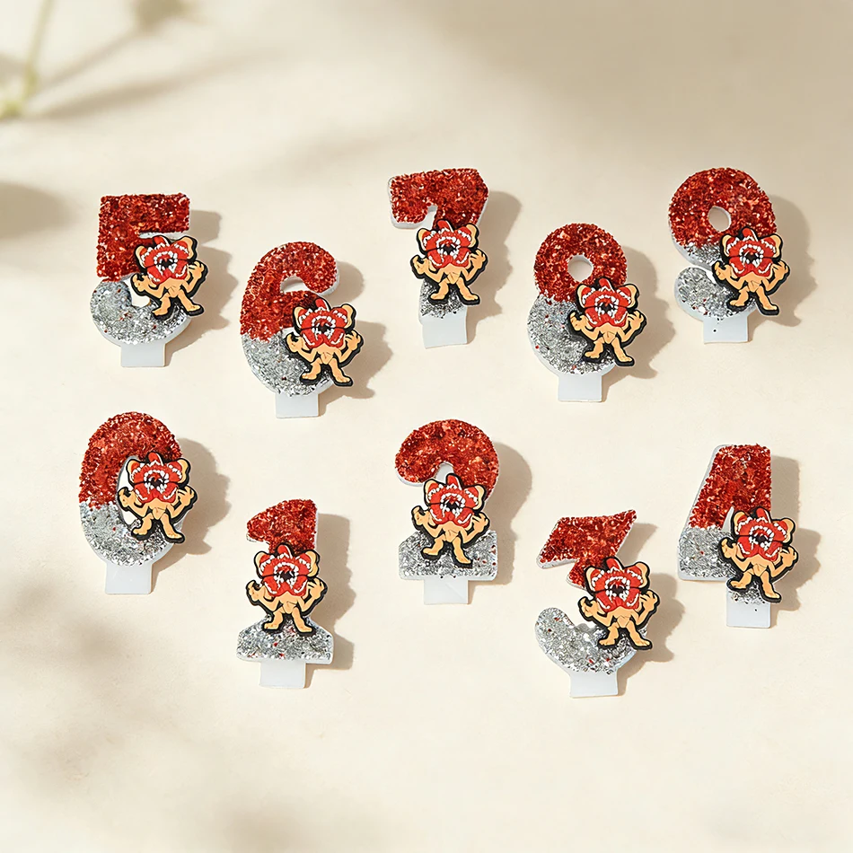 2026 HOT Stranger Eleven Robin Steve Dustin Candles 0-9 Number Cake Decoration Birthday Party Cake Topper Kids Gifts Supplies