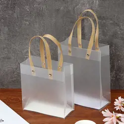 Frosted PP Bags Plastic Gift Bags with Handles Festival Party Wrapping Flower Package Bag Supplies High-quality Translucent Tote